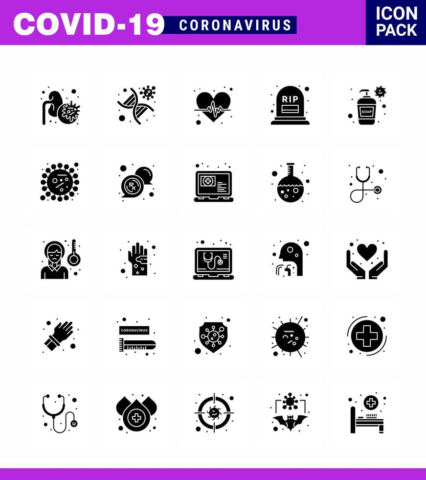 Simple Set of Covid19 Protection Blue 25 icon pack icon included bottle mortality virus grave heart care viral coronavirus 2019nov disease Vector Design Elements