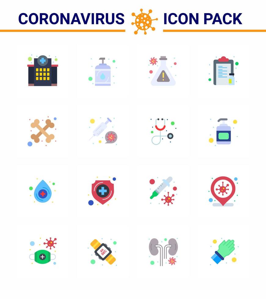 Coronavirus 2019nCoV Covid19 Prevention icon set bones vaccine sanitizer medicine drug viral coronavirus 2019nov disease Vector Design Elements