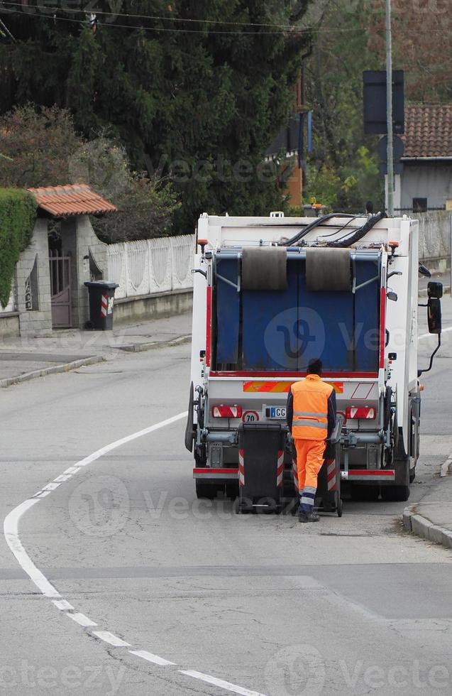 garbage truck waste collection vehicle in Turin photo