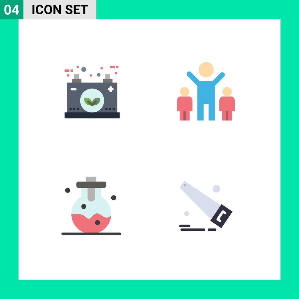 4 Creative Icons Modern Signs and Symbols of battery lab power group saw Editable Vector Design Elements