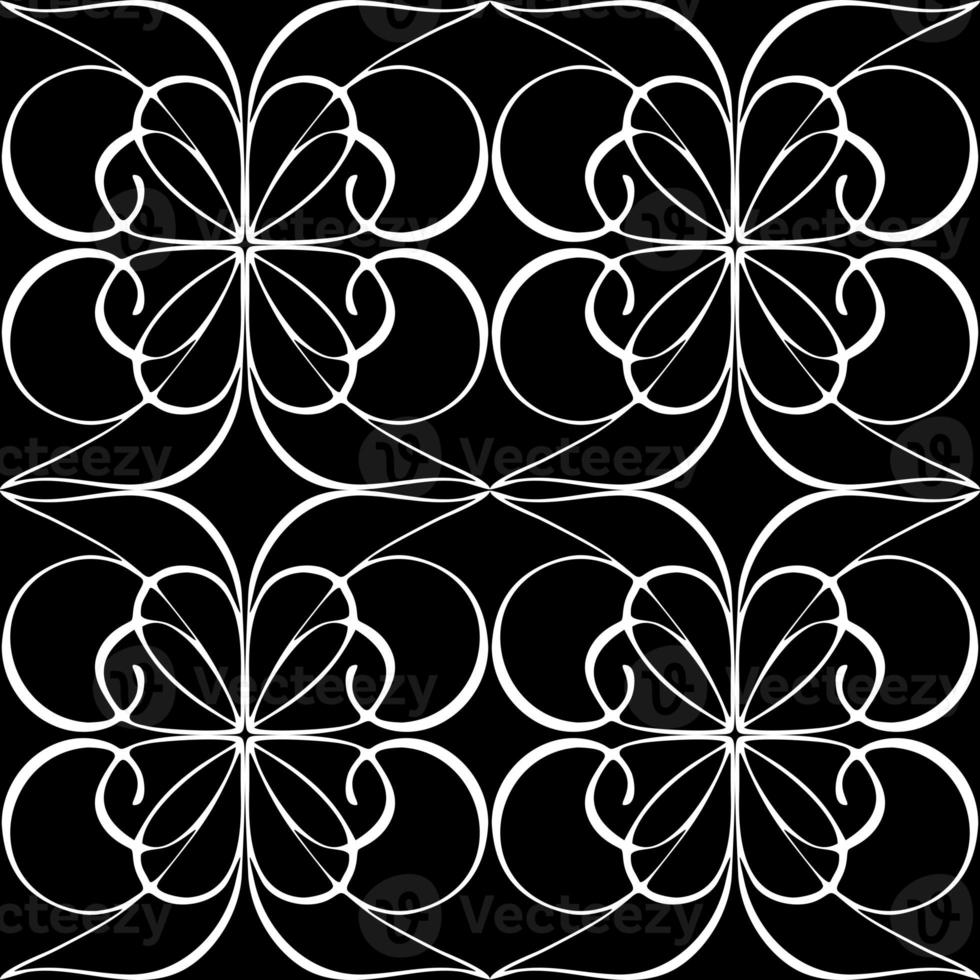 seamless graphic abstract tile pattern, white geometric ornament on black background, texture, design photo