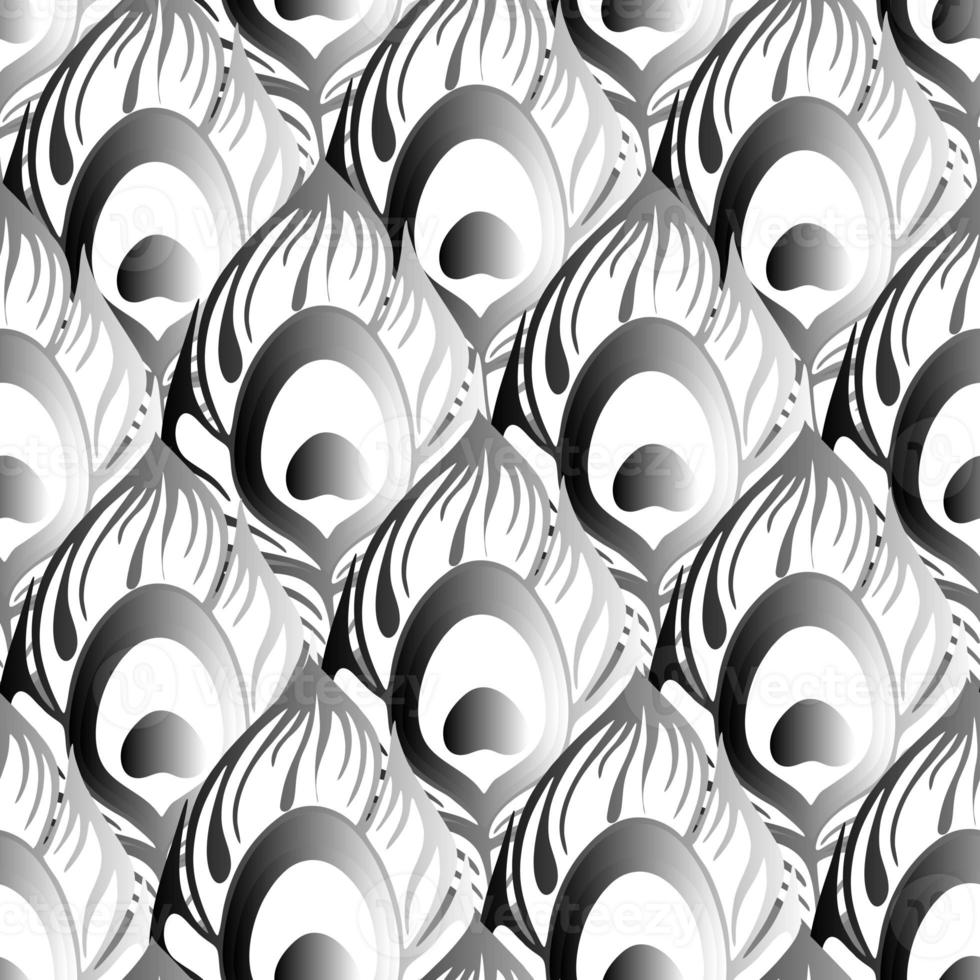 seamless pattern of white and gray volumetric peacock feathers, texture, design photo