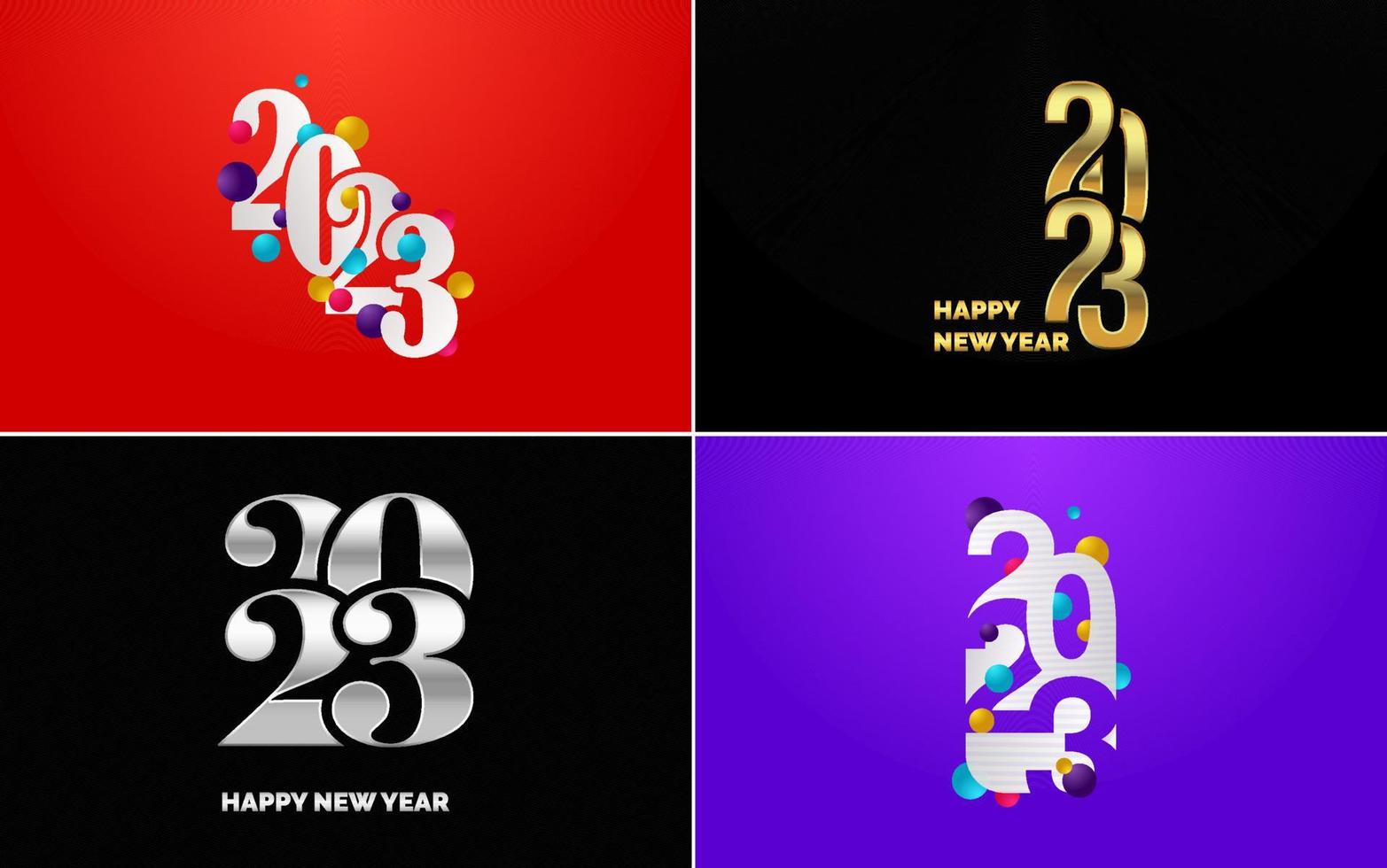 Big set 2023 Happy New Year black logo text design. 20 23 number design template. Collection of symbols of 2023 Happy New Year vector