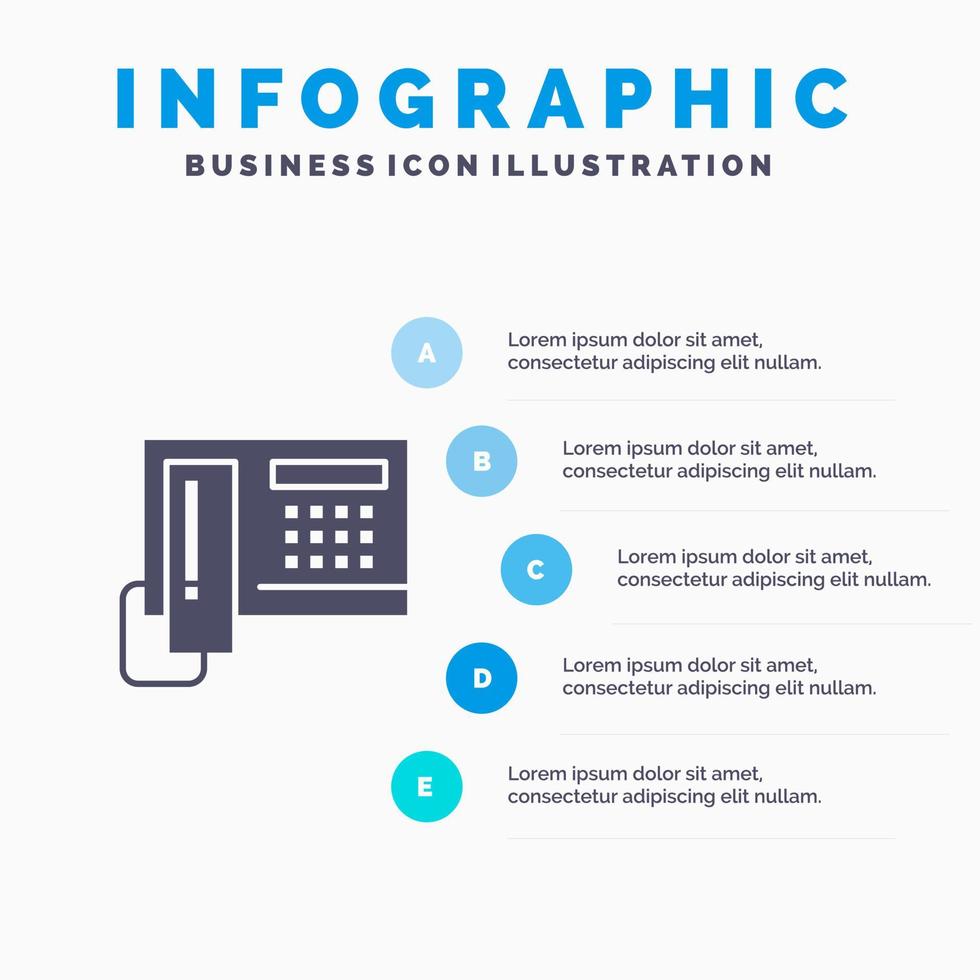 Telephone Phone Cell Hardware Infographics Presentation Template 5 Steps Presentation vector