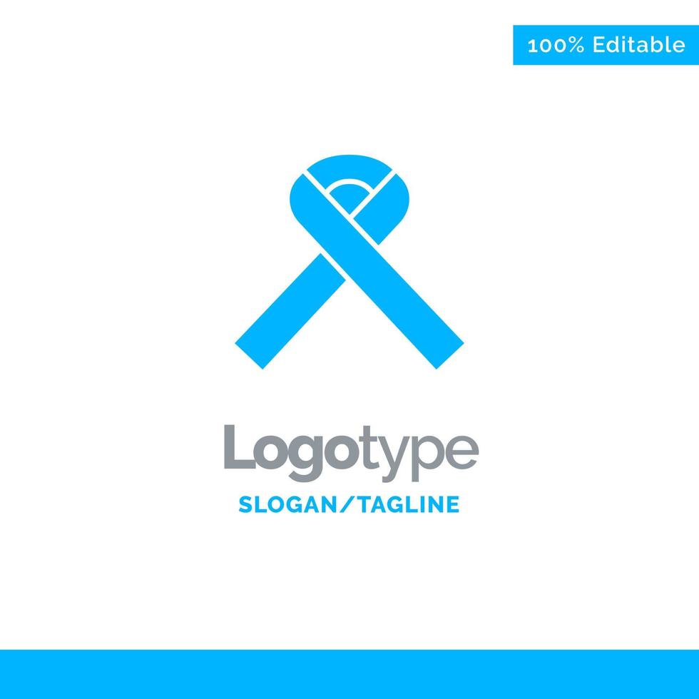 Ribbon Awareness Cancer Blue Business Logo Template vector