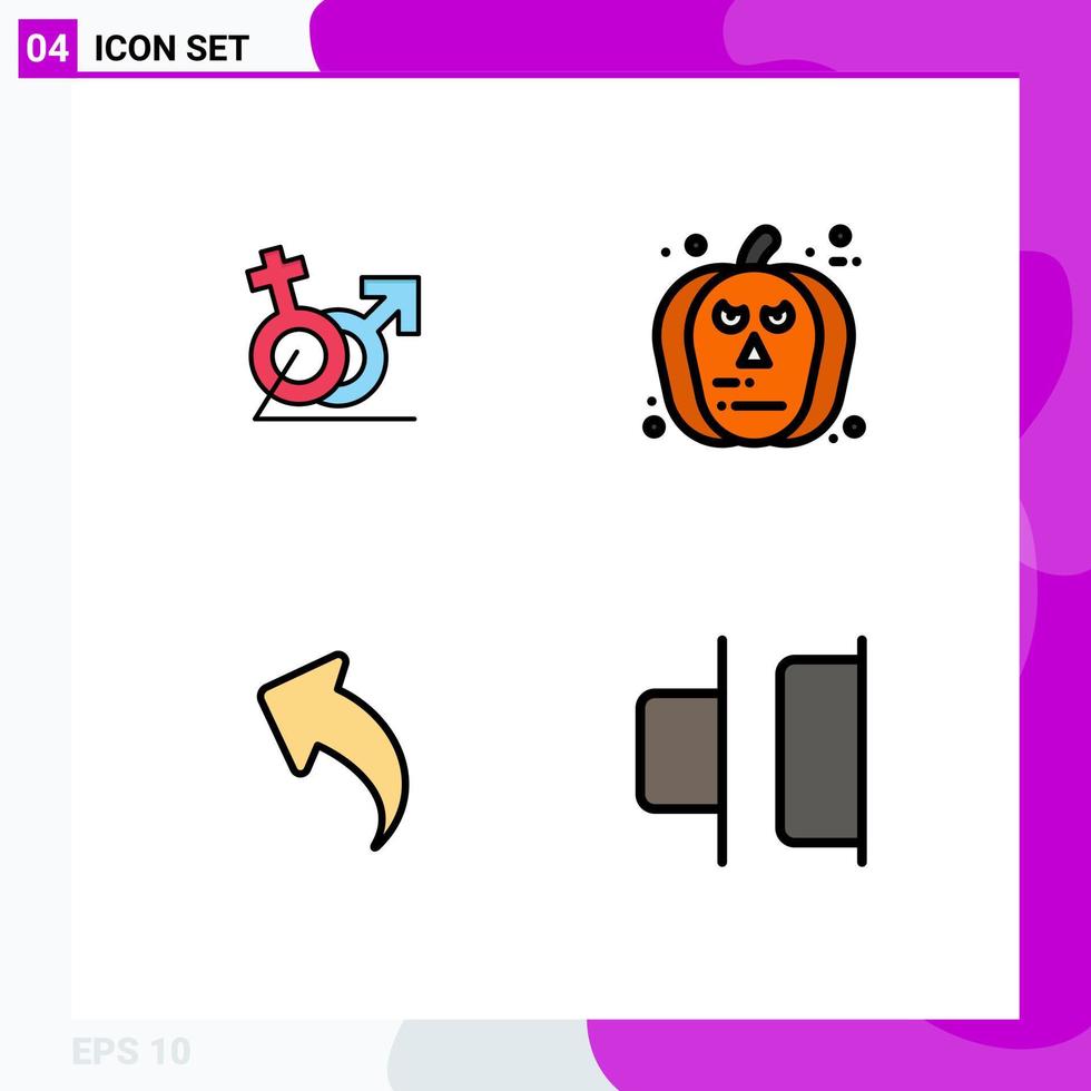 4 Universal Filledline Flat Colors Set for Web and Mobile Applications men arrow gander halloween up Editable Vector Design Elements