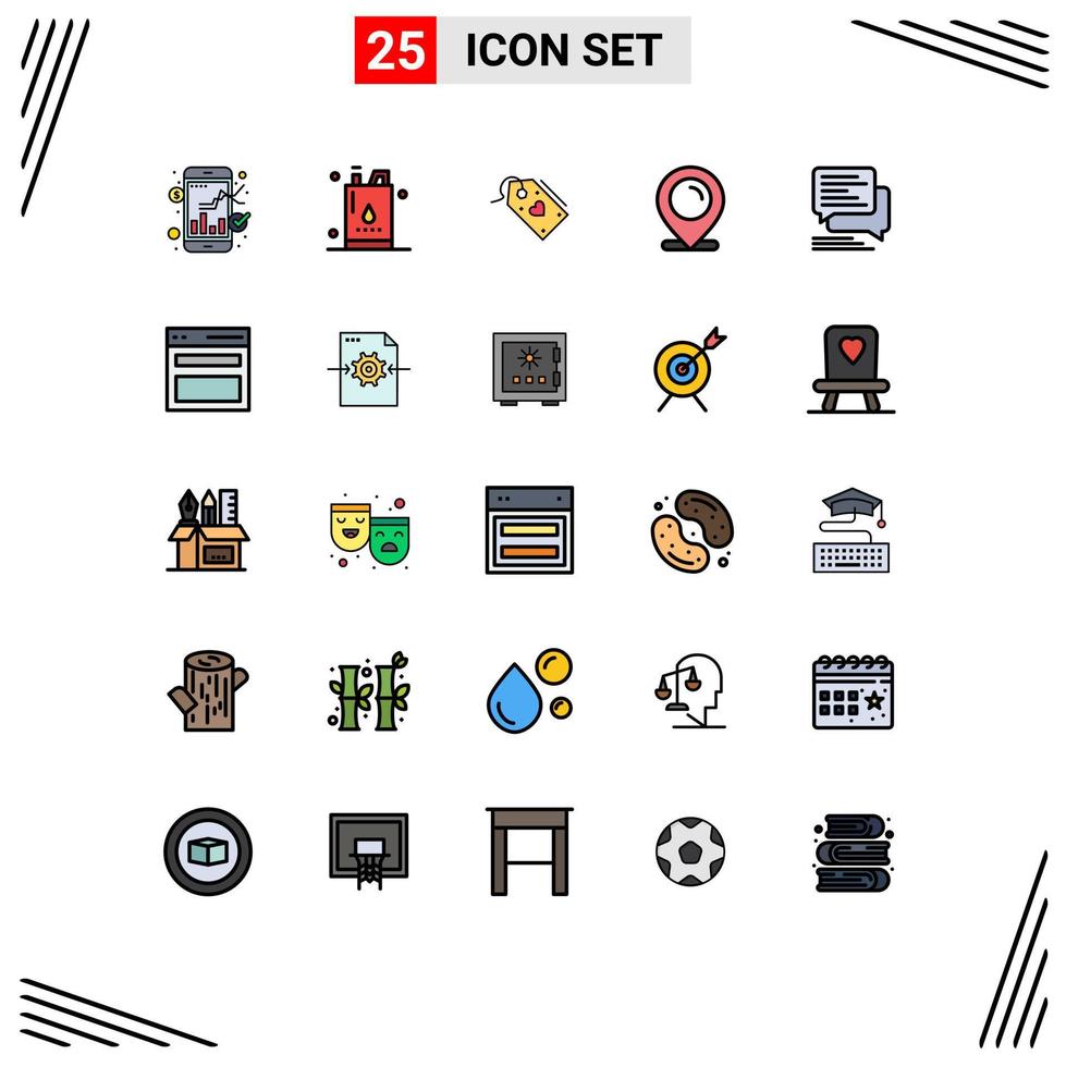 25 User Interface Filled line Flat Color Pack of modern Signs and Symbols of shopping map power location discount Editable Vector Design Elements