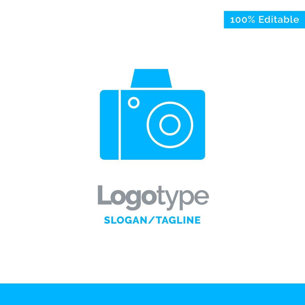 cámara foto estudio azul sólido logotipo plantilla lugar para eslogan vector