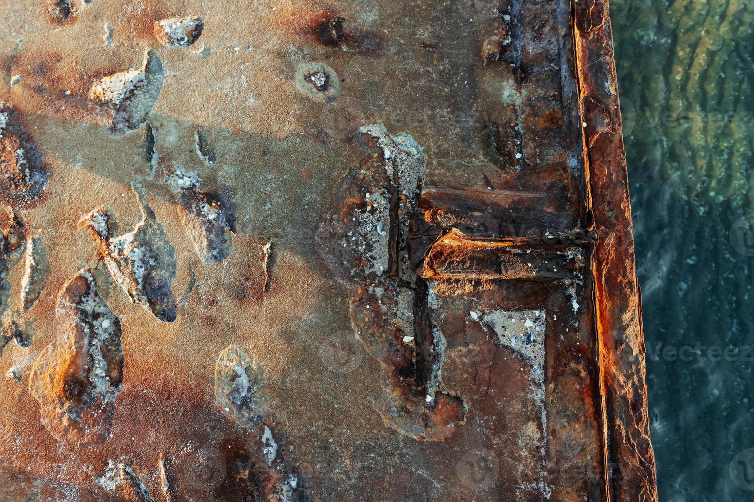Old rusty textured metal surface. Conception of aging and decay photo