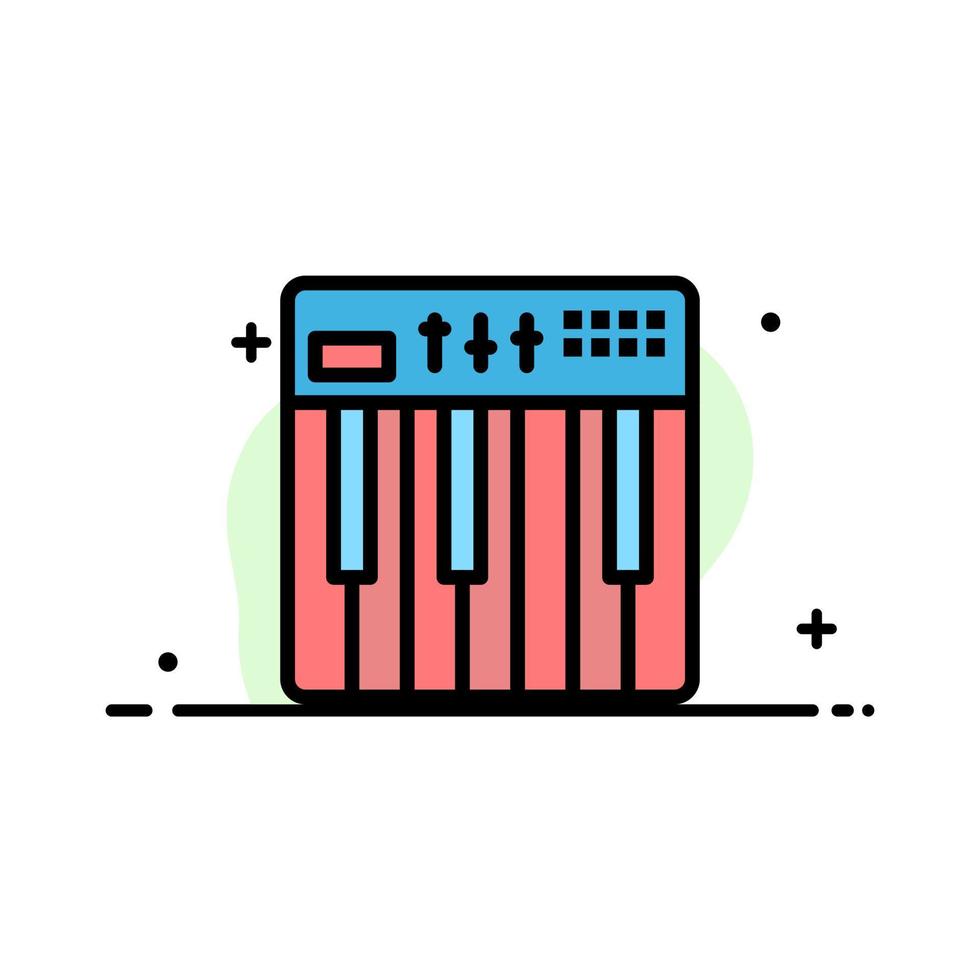 controlador hardware teclado midi música negocio línea plana icono vector banner plantilla