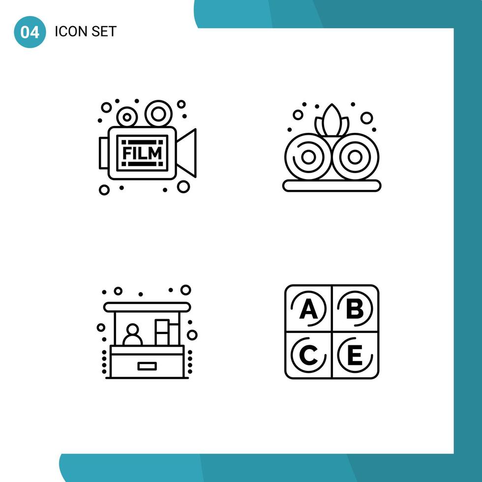 Modern Set of 4 Filledline Flat Colors Pictograph of camera home business retro nature small business Editable Vector Design Elements