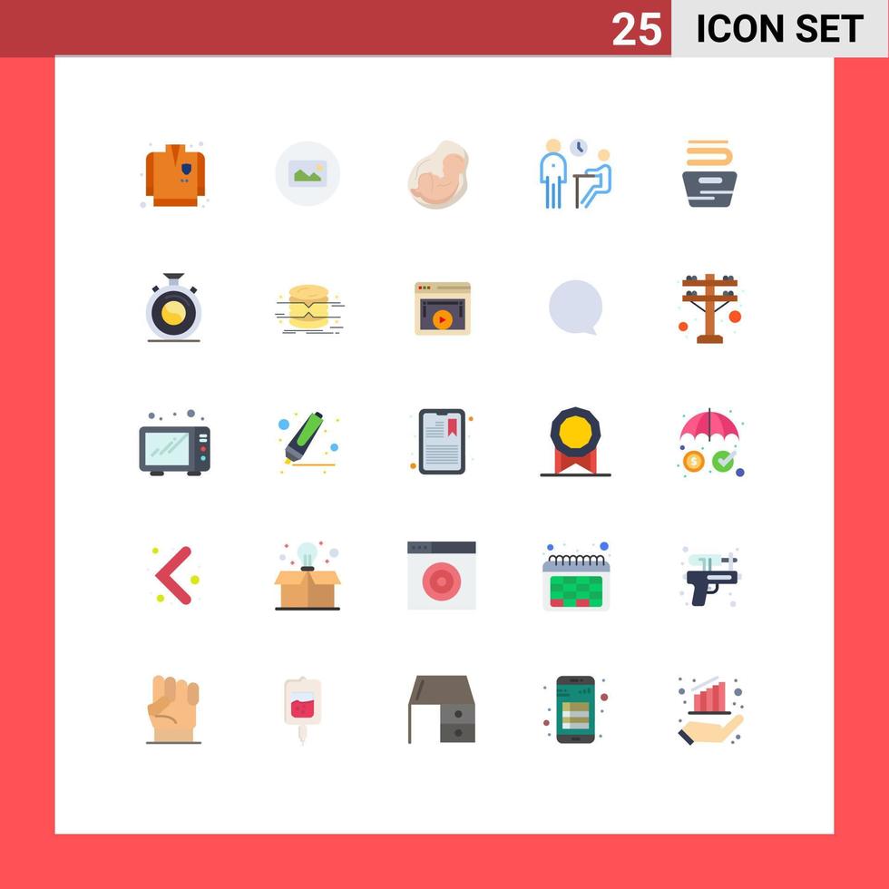 Set of 25 Vector Flat Colors on Grid for cleaning people pregnancy meeting interview Editable Vector Design Elements