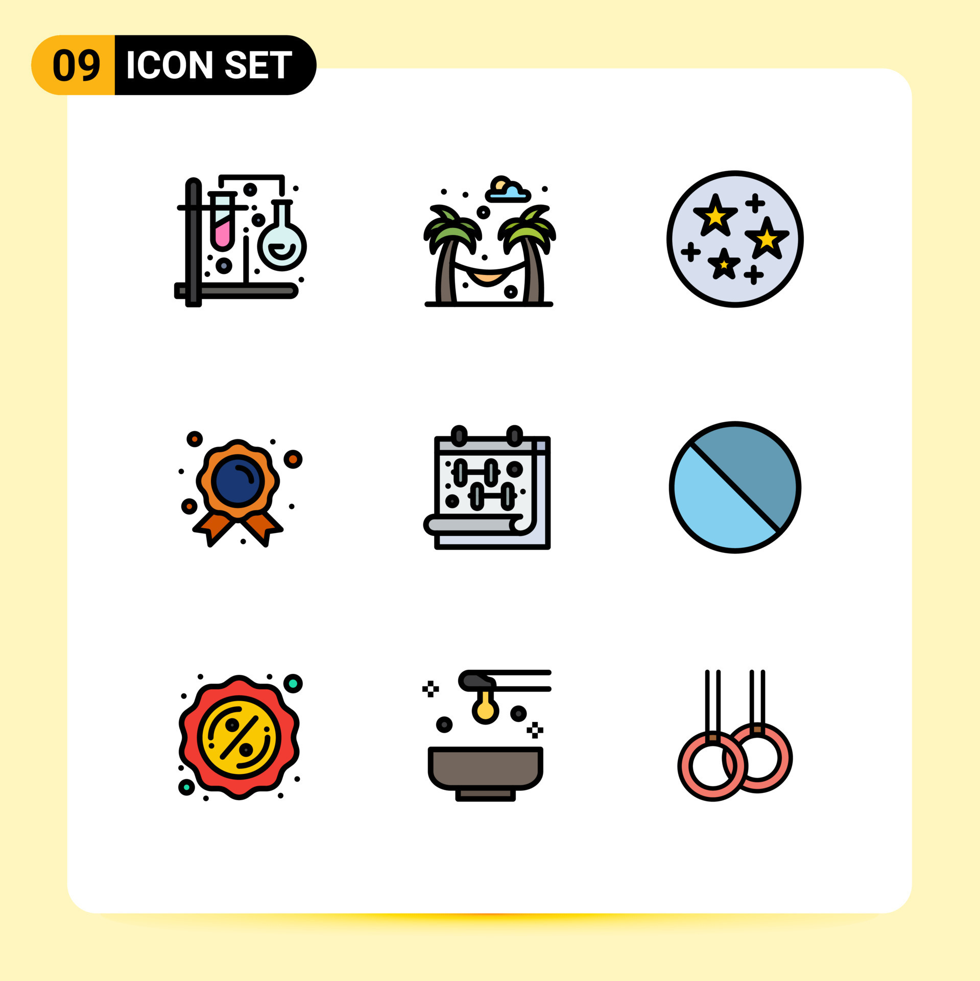 9 Universal Filledline Flat Colors Set for Web and Mobile Applications