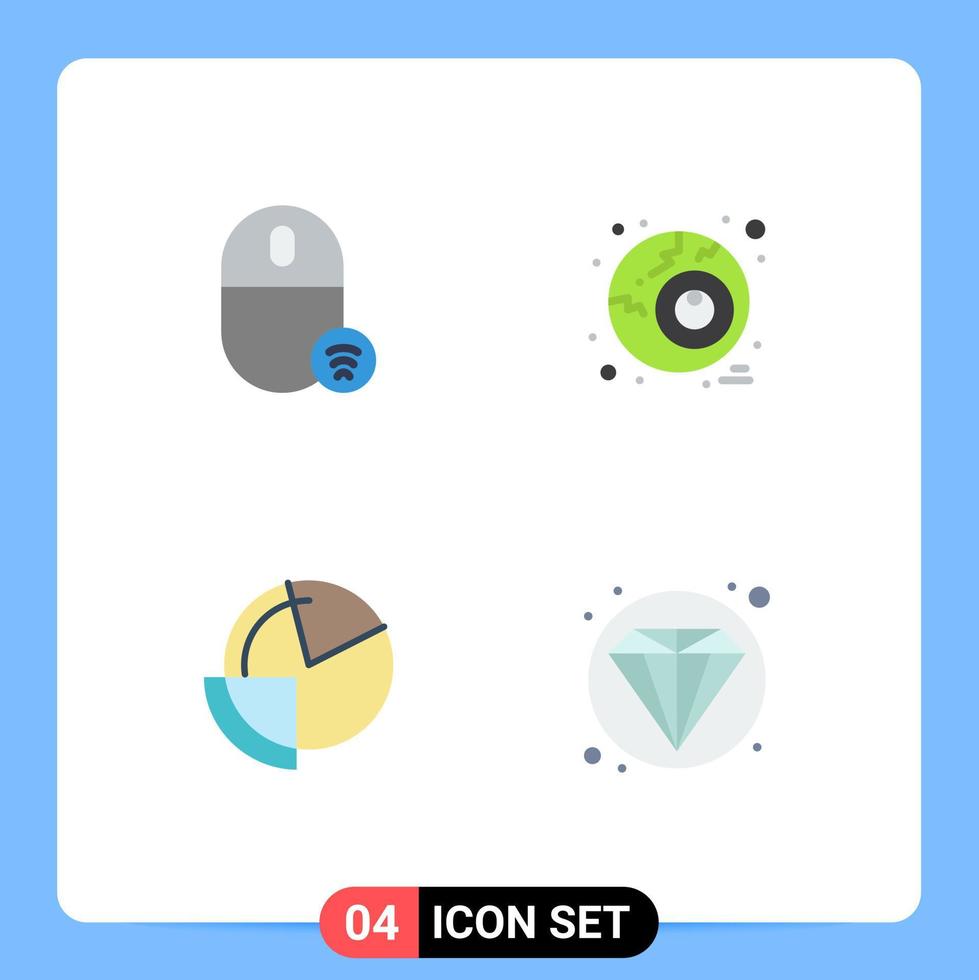 Set of 4 Modern UI Icons Symbols Signs for computers chart hardware halloween diagram Editable Vector Design Elements