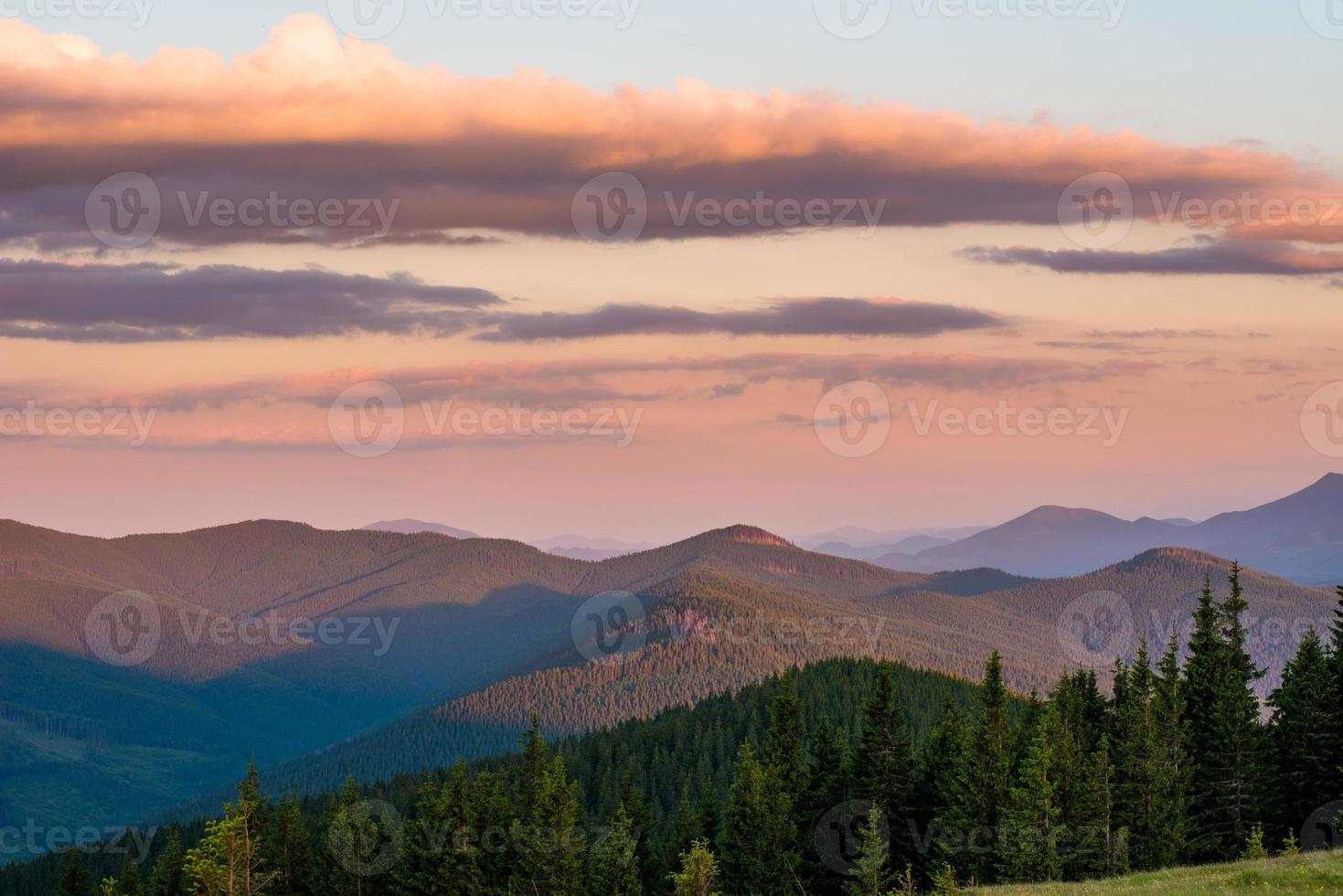 Dawn in mountains Carpathians photo