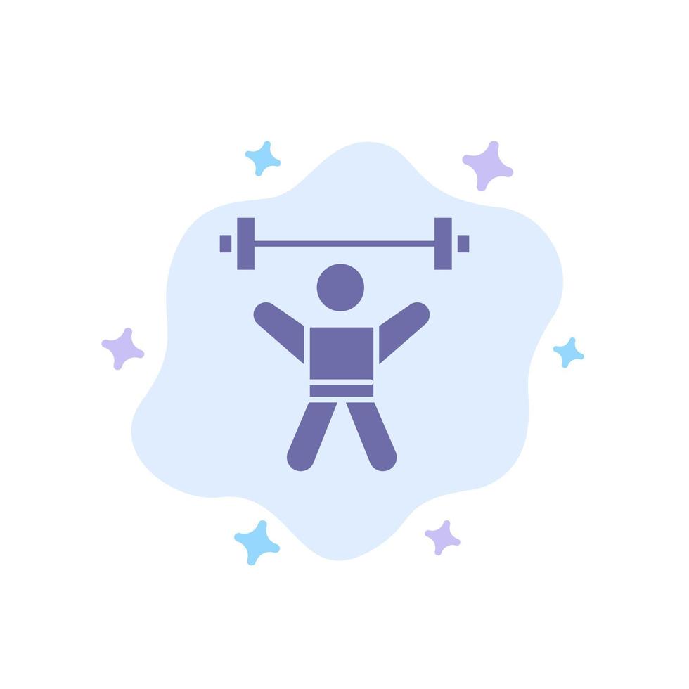 atleta atletismo avatar fitness gimnasio icono azul sobre fondo de nube abstracta vector