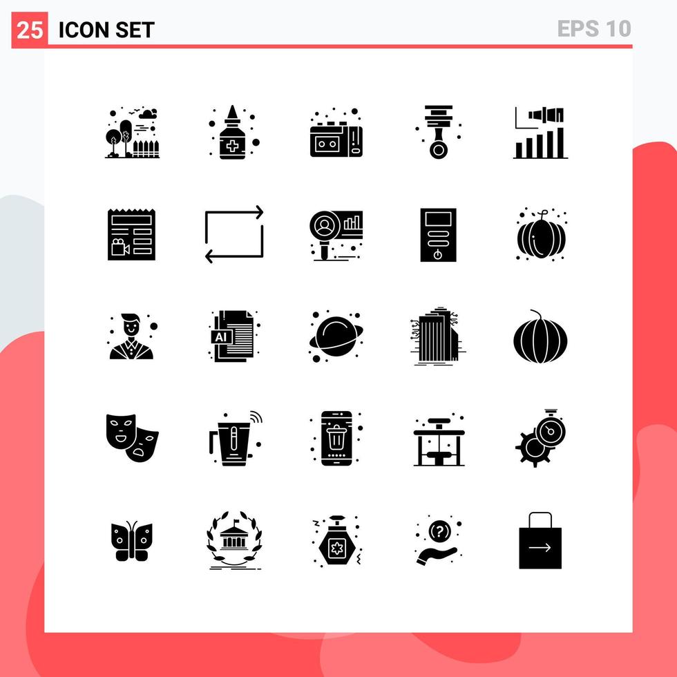 25 Creative Icons Modern Signs and Symbols of modern business tape recording tools garage Editable Vector Design Elements