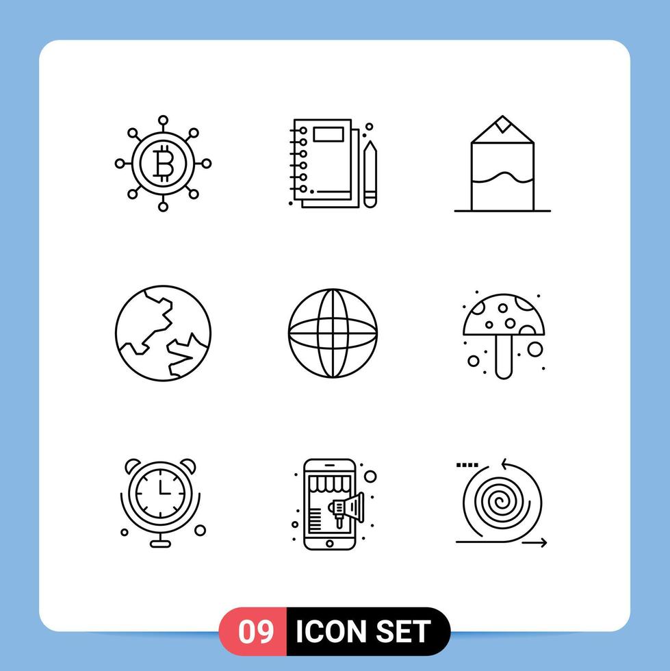 9 Thematic Vector Outlines and Editable Symbols of food ingredient world milk internet geography Editable Vector Design Elements