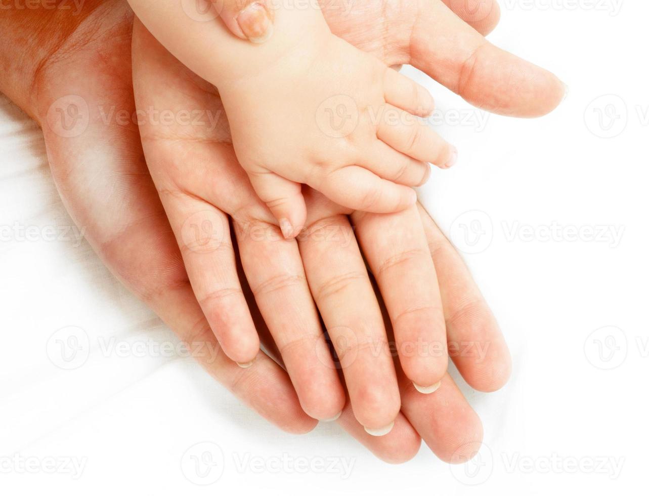 hands family on white photo