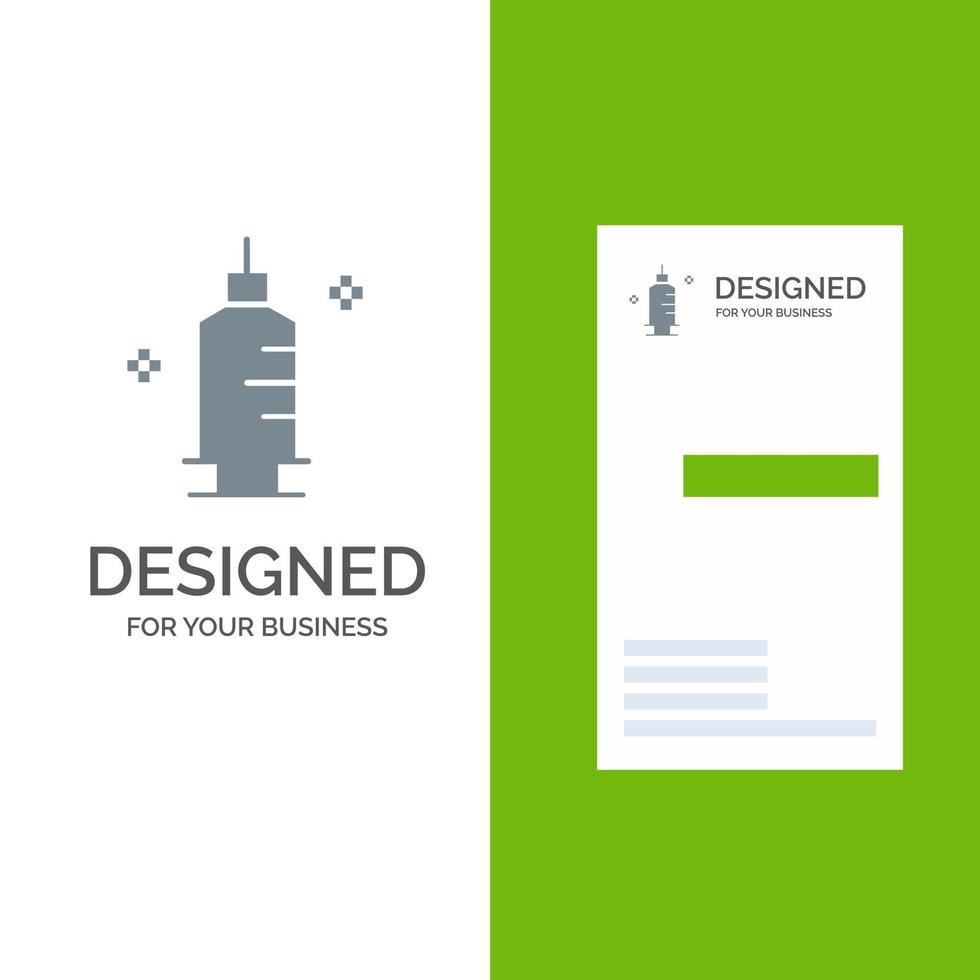 Chemistry Medicine Pharmacy Syringe Grey Logo Design and Business Card Template vector