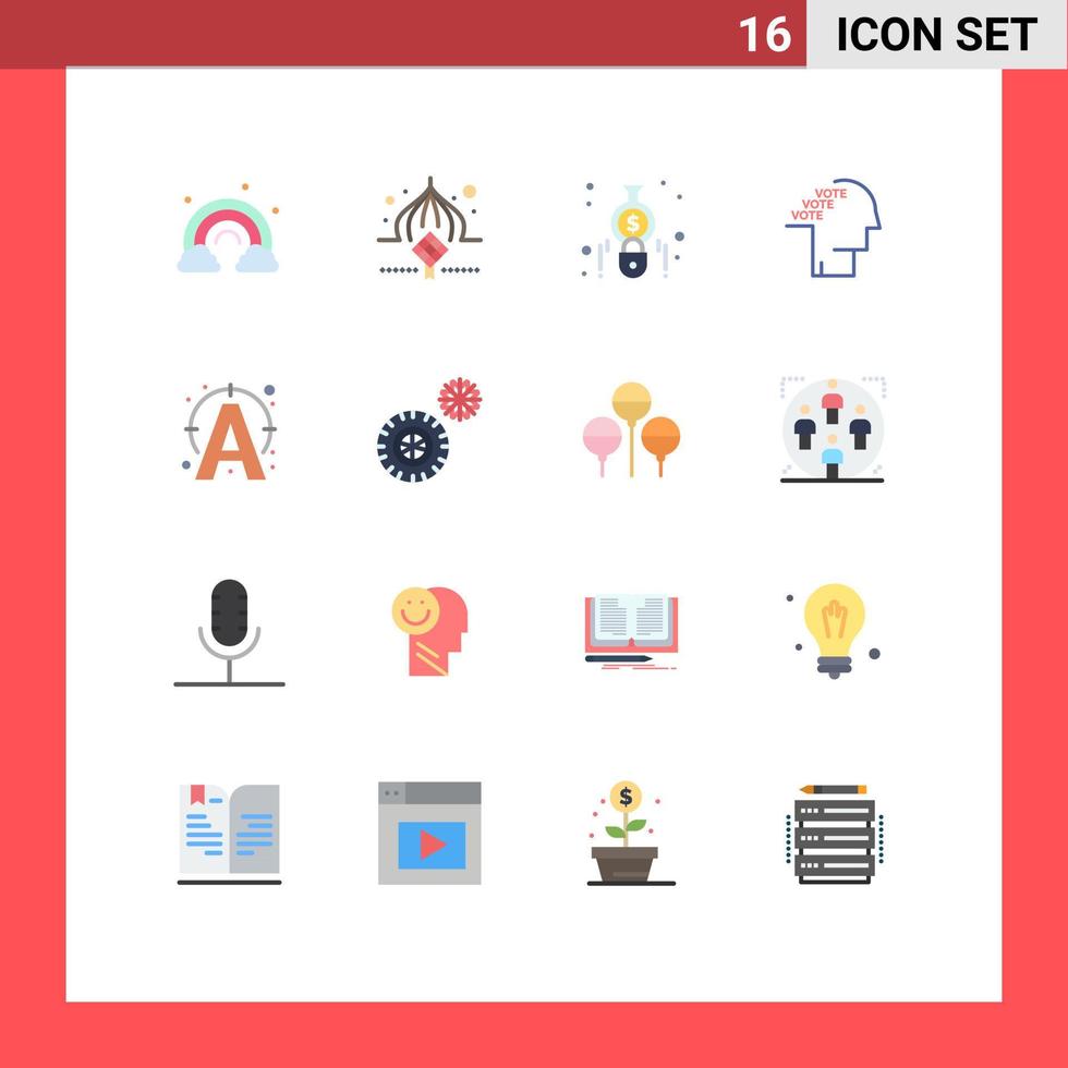 paquete de 16 signos y símbolos de colores planos modernos para medios de impresión web como sondeo de voz eid finanzas electorales paquete editable de elementos de diseño de vectores creativos