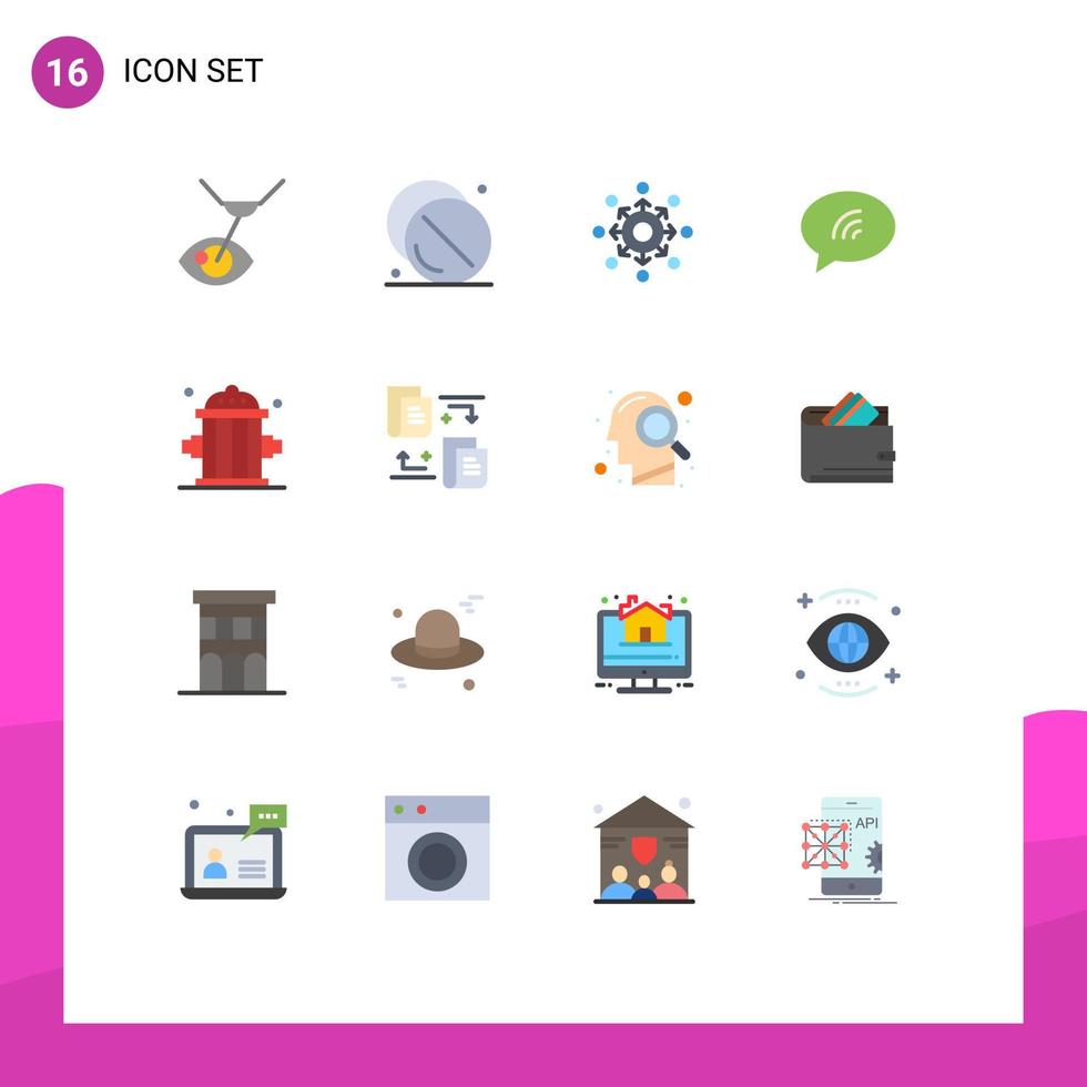 16 User Interface Flat Color Pack of modern Signs and Symbols of sand chat medicine message team Editable Pack of Creative Vector Design Elements