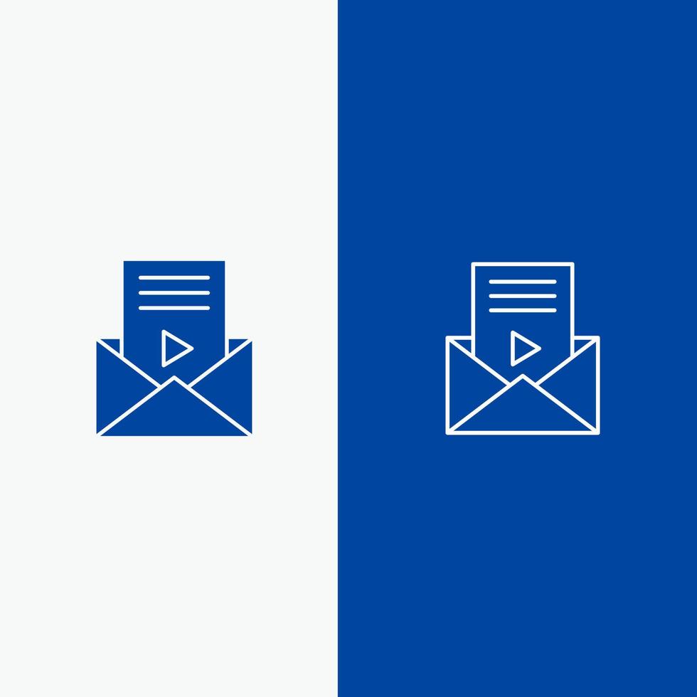 Mail Message Sms Video Player Line and Glyph Solid icon Blue banner Line and Glyph Solid icon Blue banner vector