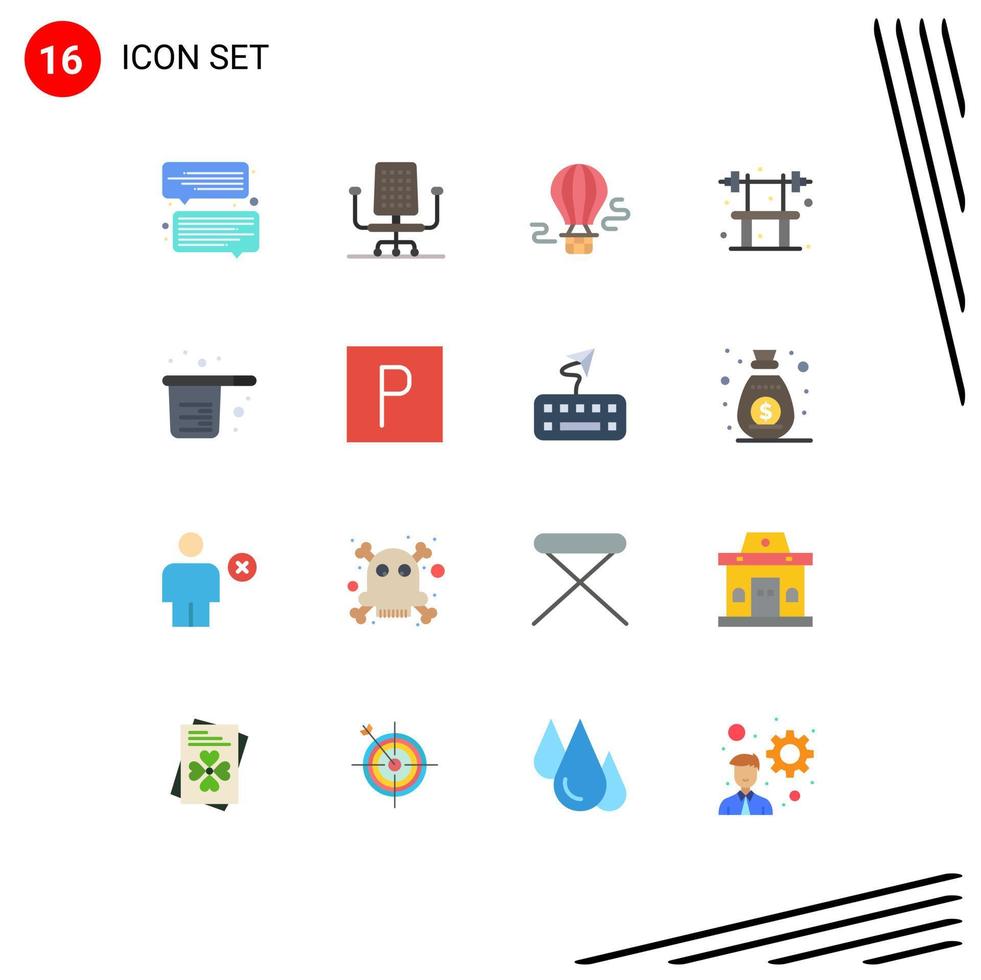 Set of 16 Vector Flat Colors on Grid for cups cook hot baking fitness Editable Pack of Creative Vector Design Elements
