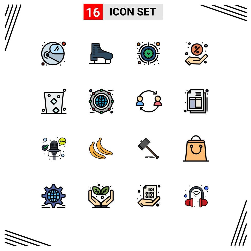 conjunto de 16 iconos modernos de la interfaz de usuario símbolos signos para la venta de alcohol tiempo de descuento de patinaje elementos de diseño de vectores creativos editables