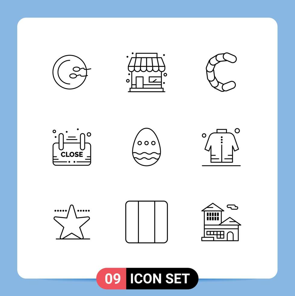 Set of 9 Vector Outlines on Grid for decoration advertisement chain coin sign close Editable Vector Design Elements