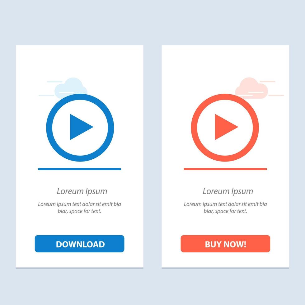 Video Interface Play User  Blue and Red Download and Buy Now web Widget Card Template vector