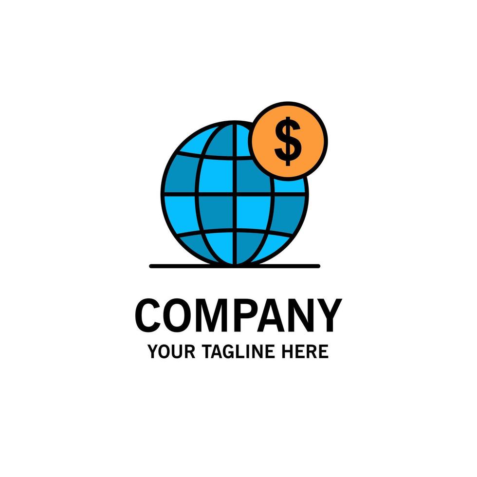 Dollar Global Business Globe International Business Logo Template Flat Color vector