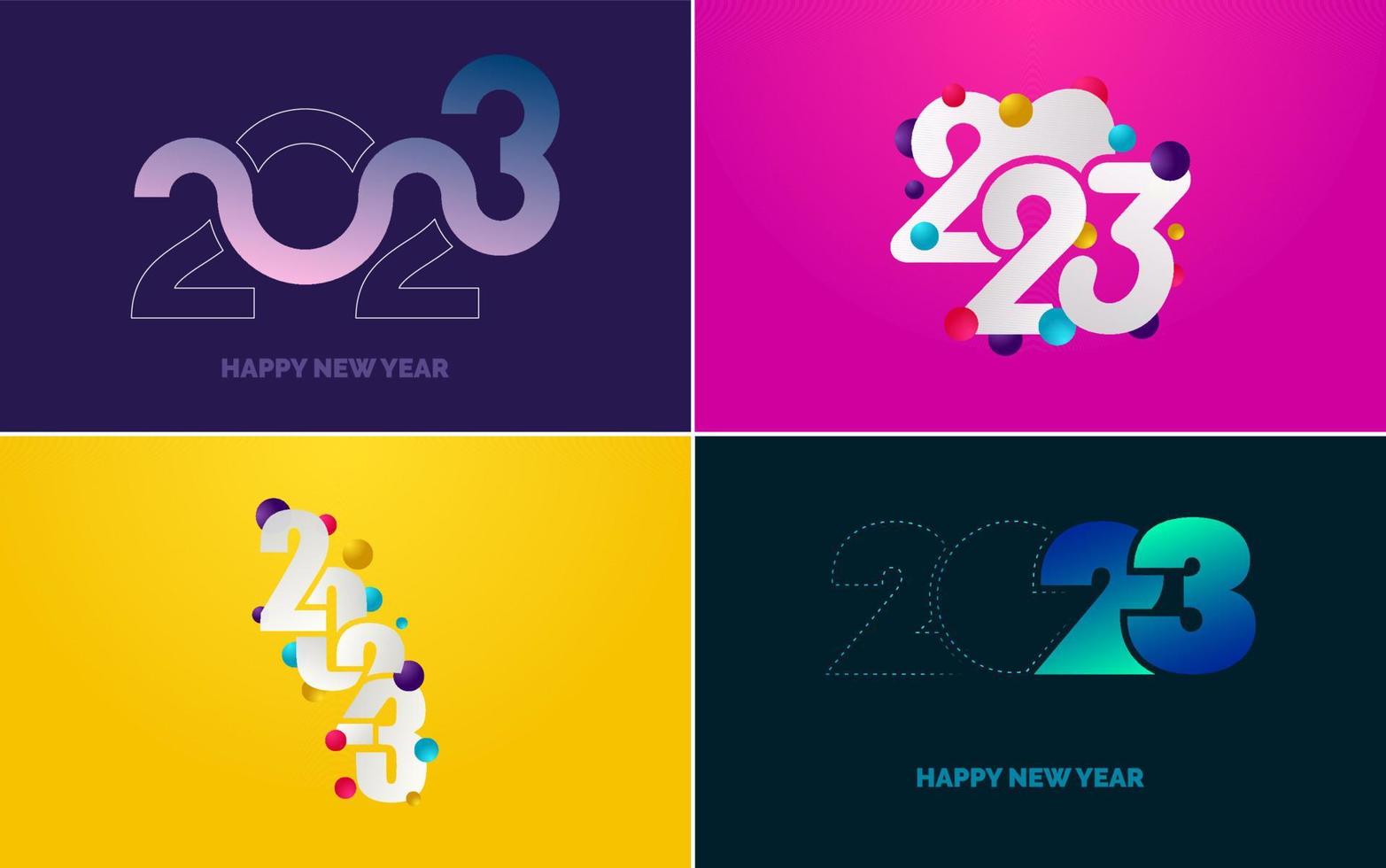 Happy New Year 2023 text design Pack. for Brochure design template. card. banner vector