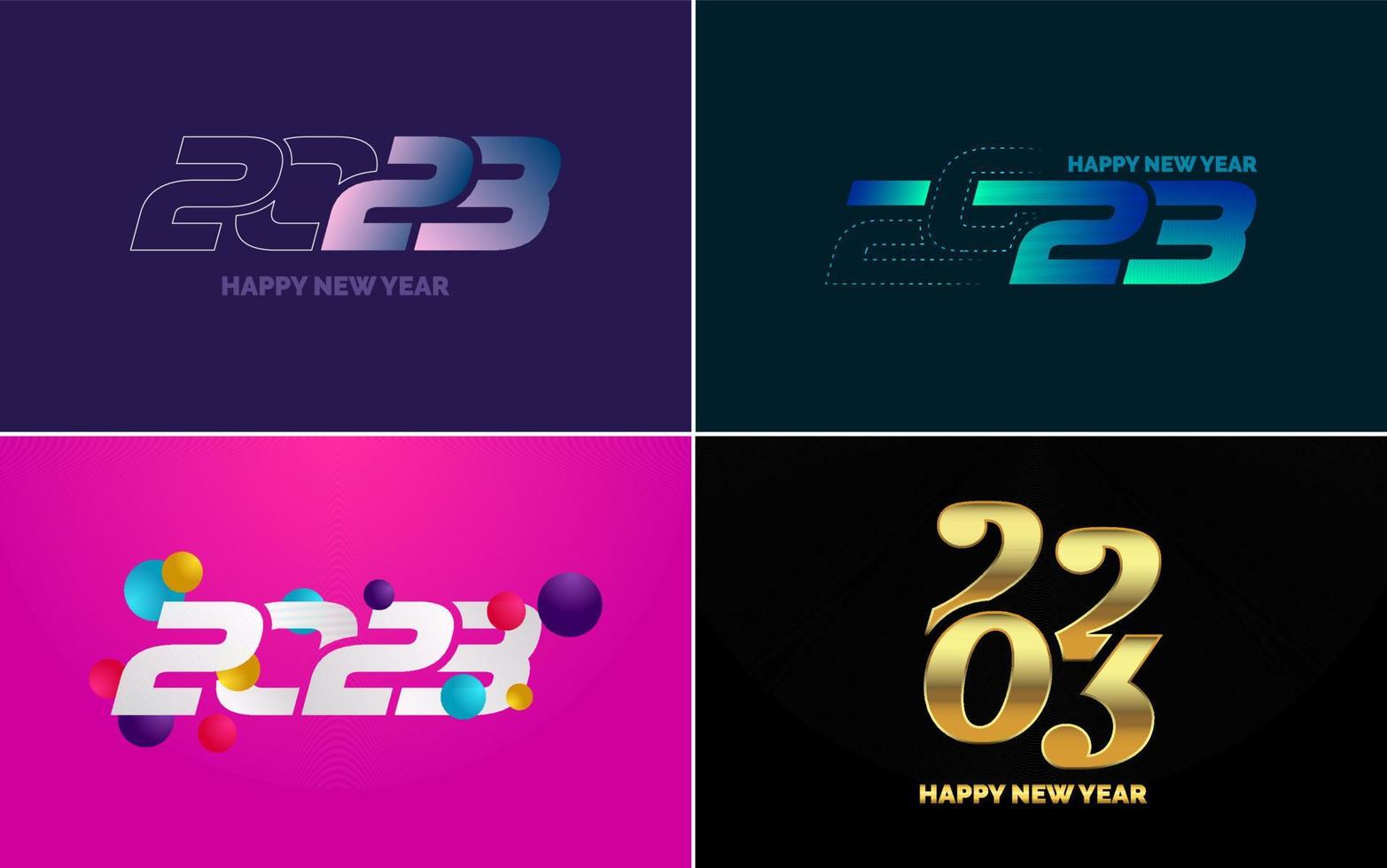 Big set 2023 Happy New Year black logo text design. 20 23 number design template. Collection of symbols of 2023 Happy New Year vector