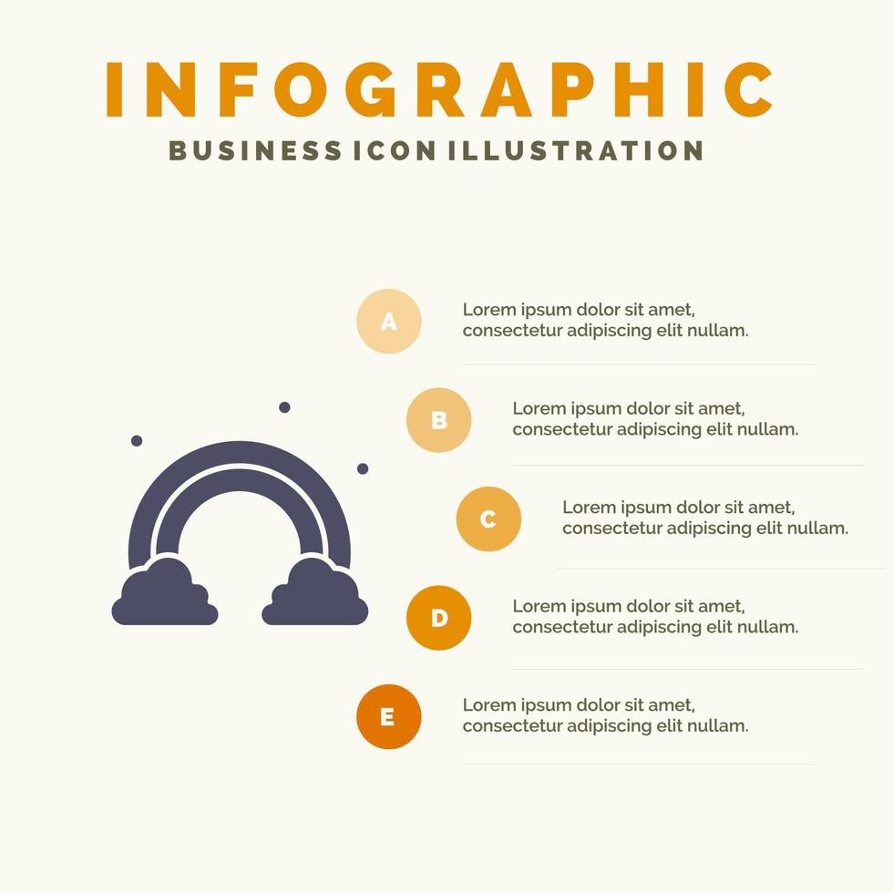 Nature Rainbow Spring Wave Solid Icon Infographics 5 Steps Presentation Background vector