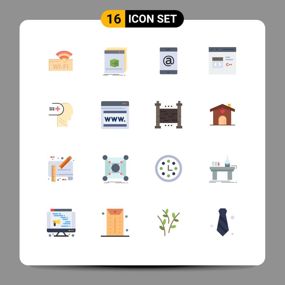Set of 16 Modern UI Icons Symbols Signs for health develop program coding c Editable Pack of Creative Vector Design Elements