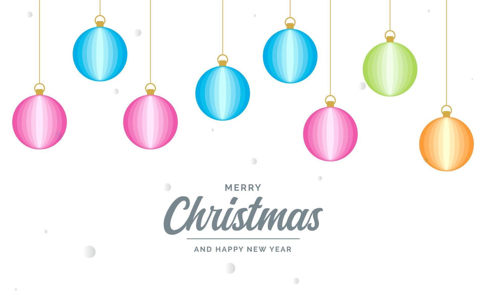 Flat merry christmas Glossy  decorative Ball elements hanging background vector