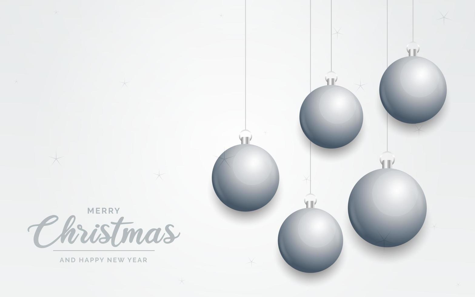 elegante fondo de navidad blanco brillante con adornos plateados y lugar para el texto vector