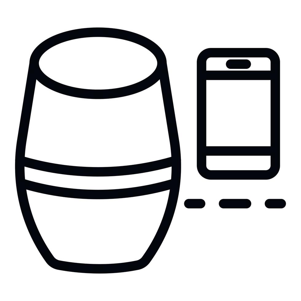 Smart speaker smartphone icon, outline style vector