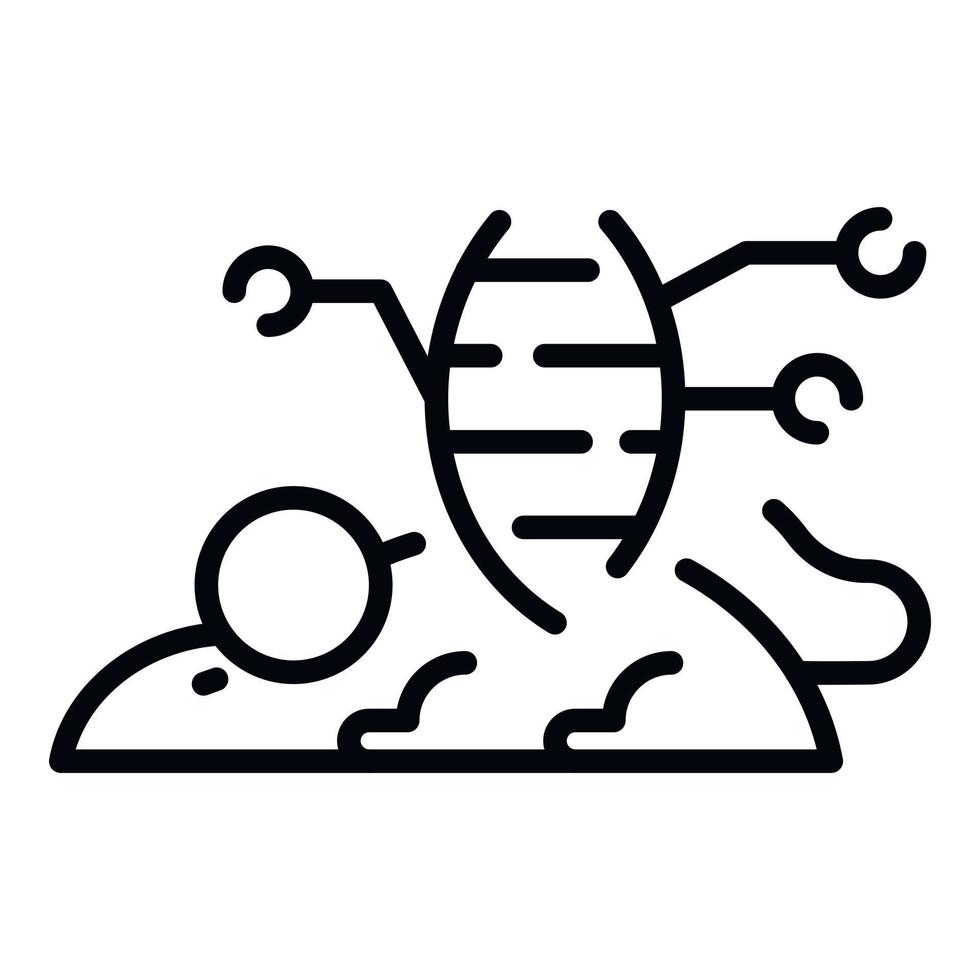 Mouse DNA icon, outline style vector