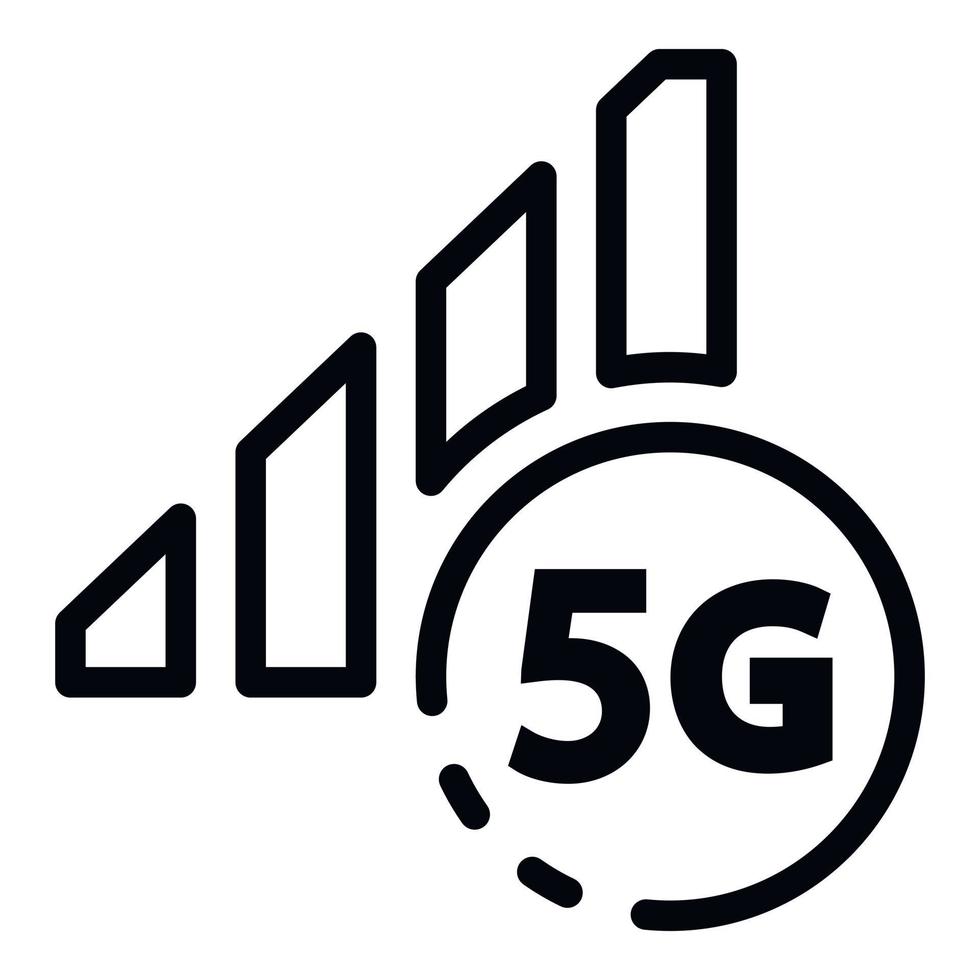 5G network sign icon, outline style vector