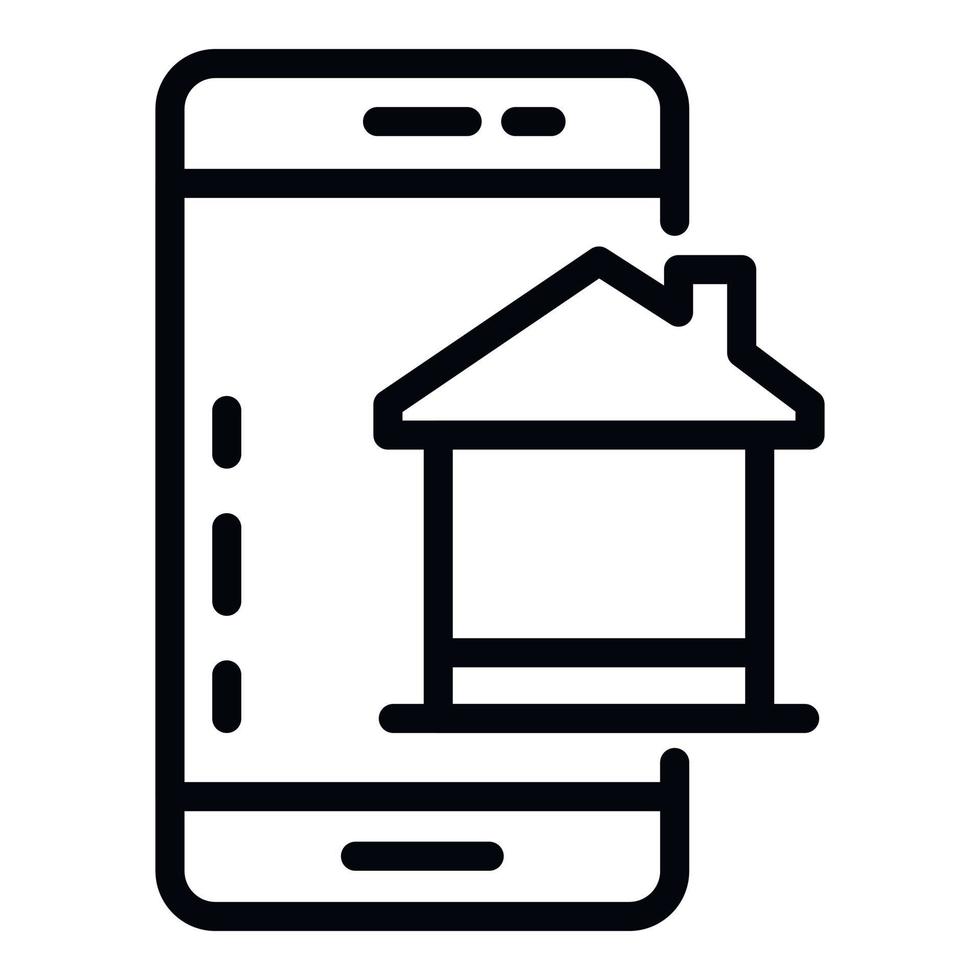 Smartphone home control icon, outline style vector
