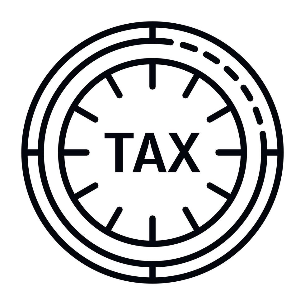 Tax clock icon, outline style vector