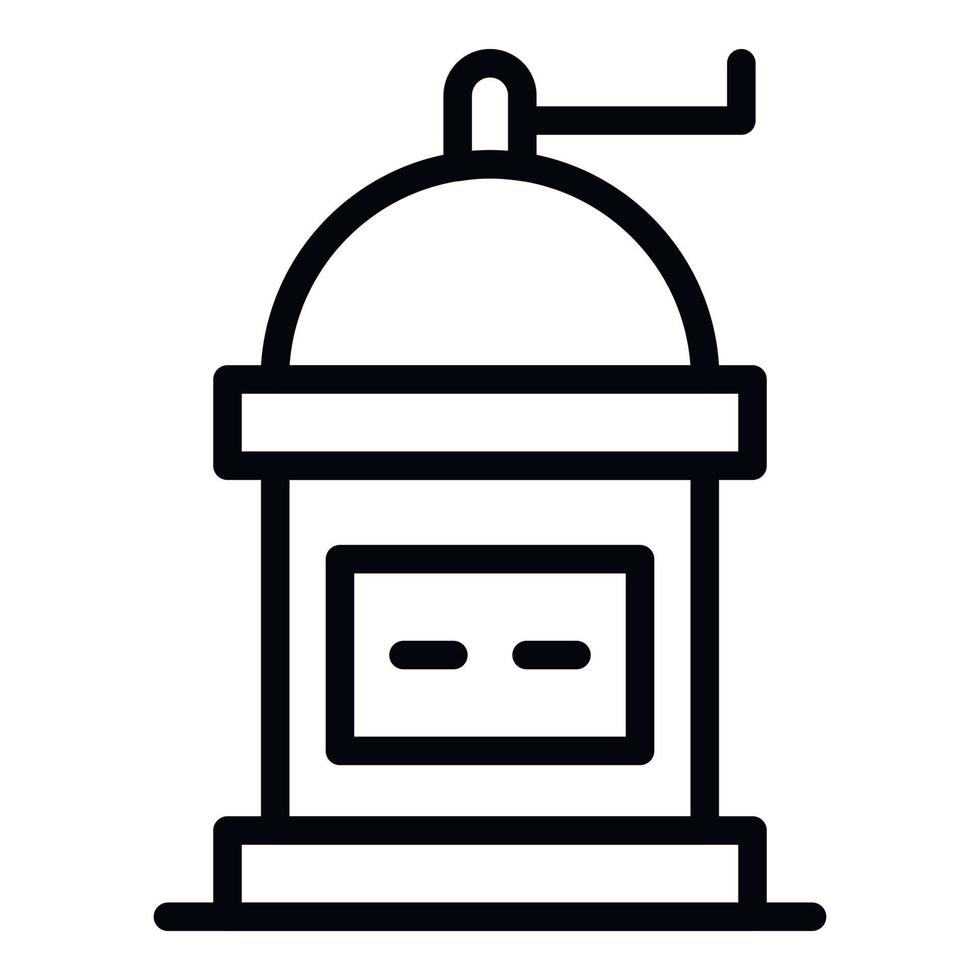 Manual coffee grinder icon, outline style vector