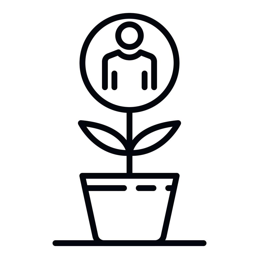 icono de planta de hombre de reclutamiento, estilo de esquema vector