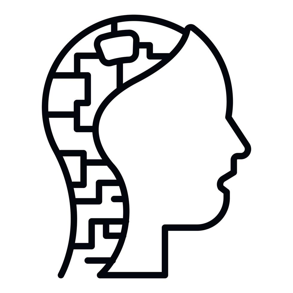 Cyborg head icon, outline style vector