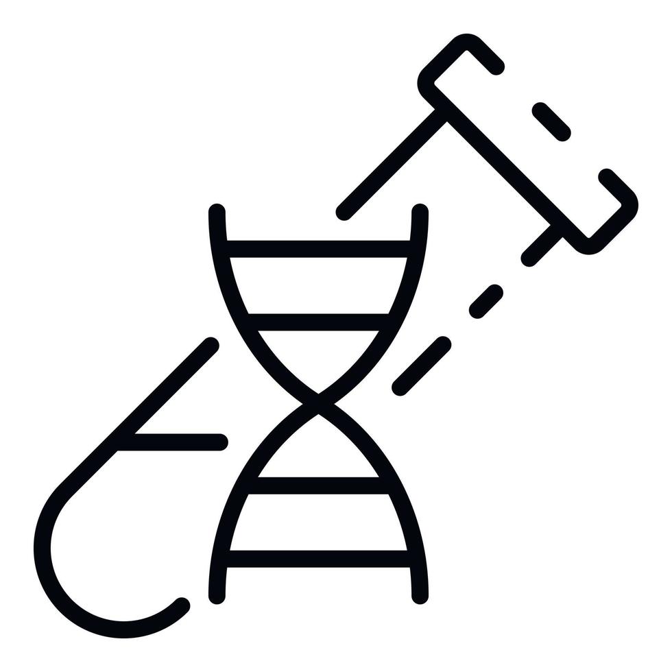 DNA and test tube icon, outline style vector