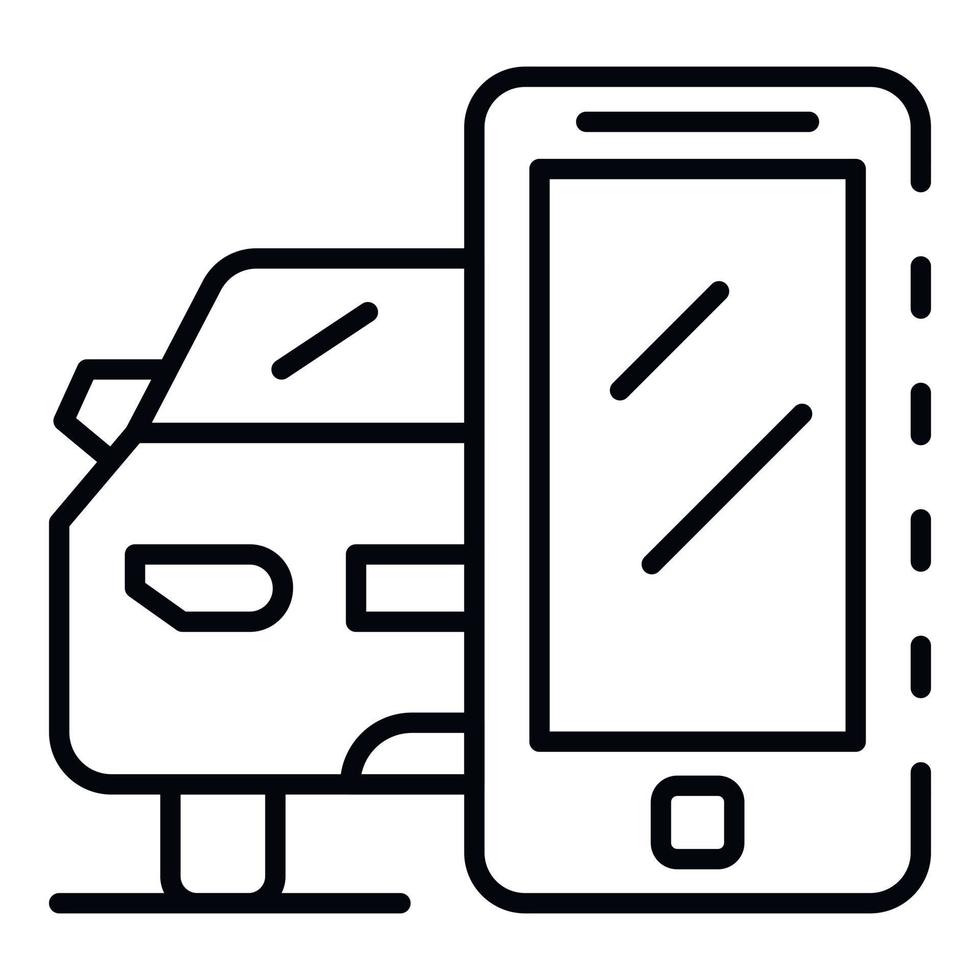 Smartphone car share icon, outline style vector