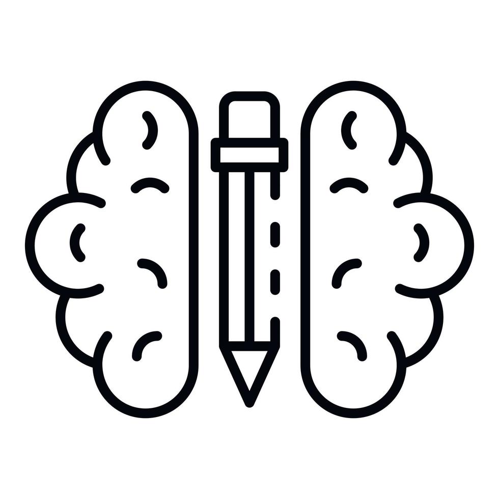 Interactive brain learning icon, outline style vector