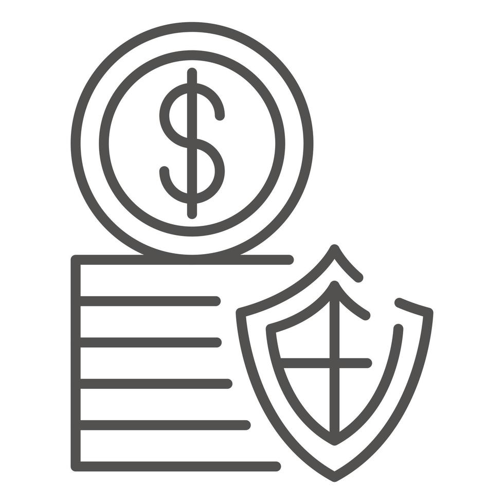 Secured money coin icon, outline style vector